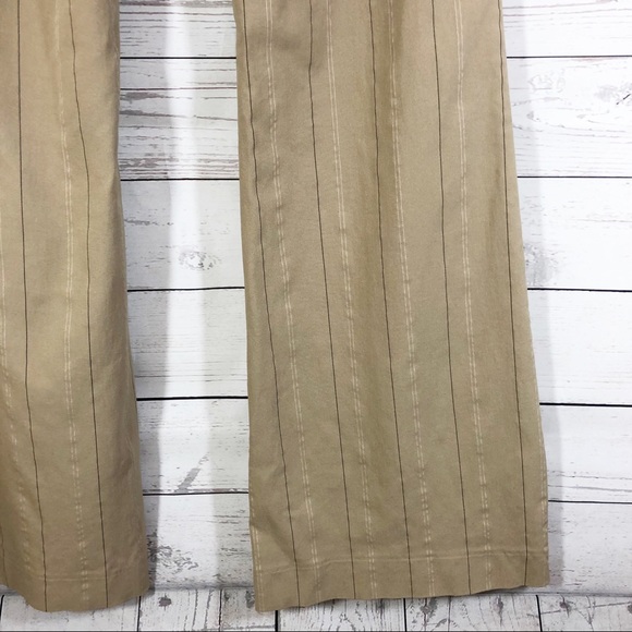 Express Publicist Trousers Pants Wide Leg Striped Tan Sz 8 - Picture 6 of 8